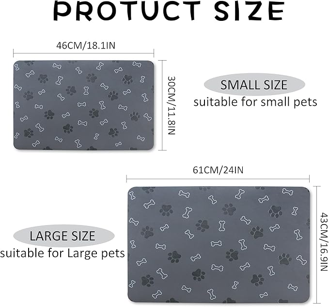 Pet Cat Dog Food Mat Non Slip Mat for Dog Water Bowl Mat Quick Dry Absorbent Cat Feeding Mat, 32 * 17 in, Red
