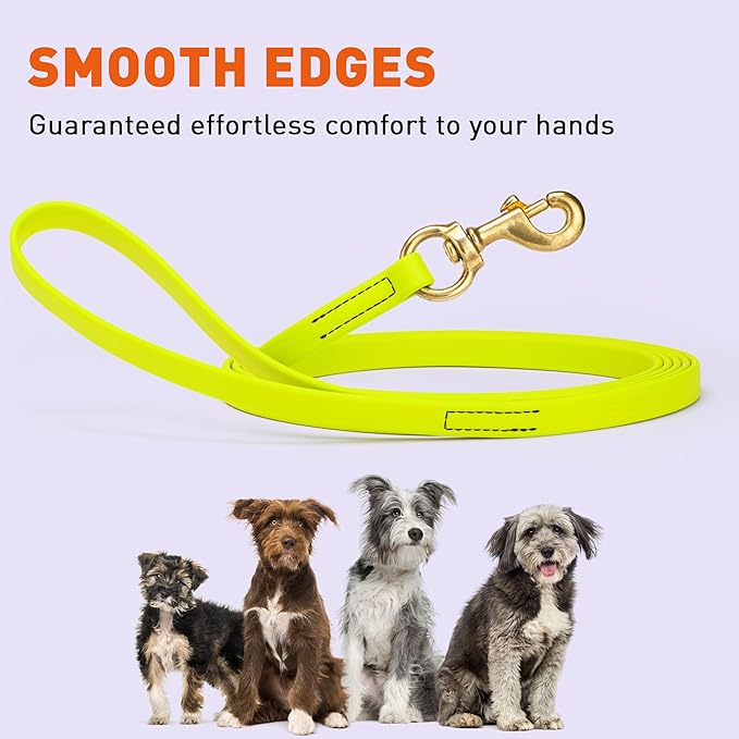Viper Biothane K9 Working Dog Leash Waterproof Lead for Tracking Training Schutzhund Odor-Proof Long Line with Solid Brass Snap for Puppy Medium and Large Dogs, 33ft Safety Yellow