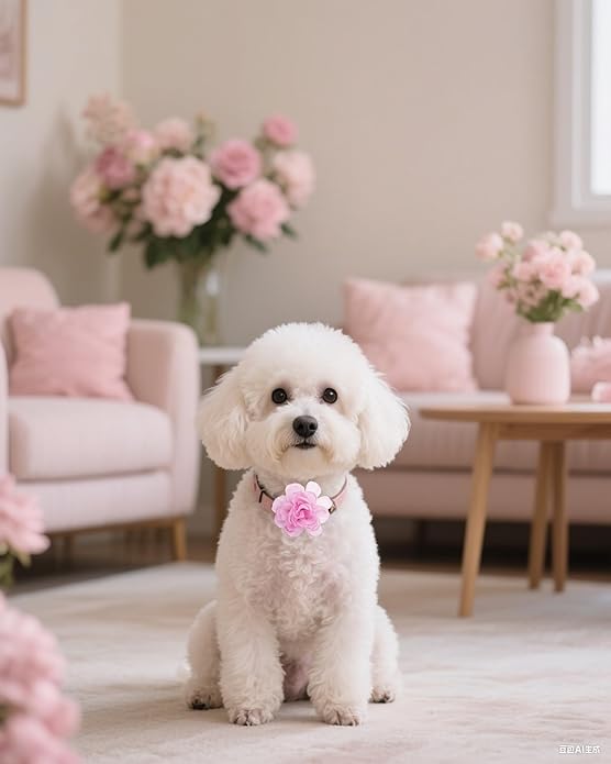 PET SHOW Valentines Small Dogs Flower Charms Slide Collar Accessories for Medium Large Dogs Cat Puppies Rabbit Pigs Collars Bows Grooming Supplies