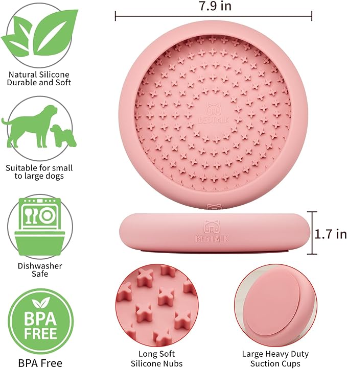 Dog Lick Bowl, Bestalk Anxiety Relief Slow Feeder Dog Lick Mat Treat Dispenser, Non-Slip Licking Bowl Enrichment Toys, BPA Free Silicone, Dishwasher Safe