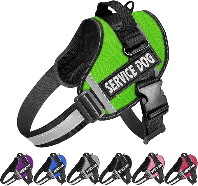 JSXD Dog Harness,No-Pull Service Dog Harness with Handle Adjustable Outdoor Pet Dog Vest 3M Reflective Nylon Material Vest for Breeds,Easy Control for Small Medium Large Dogs