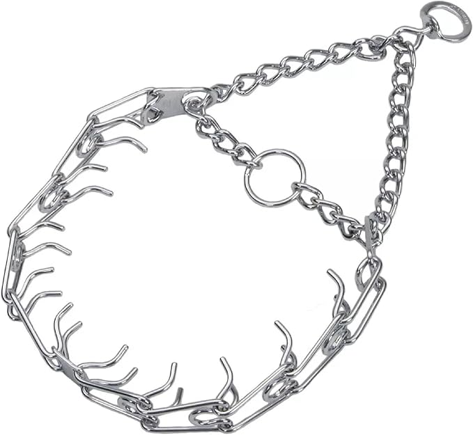 Herm SPRENGER Ultra-Plus Prong Dog Training Collar, 4 mm x 21" Neck Size, 4 mm x 25" Chain Length, Steel Chrome Plated Dog Prong Collar, Pinch Collar for Dogs, Dog Correction Collar