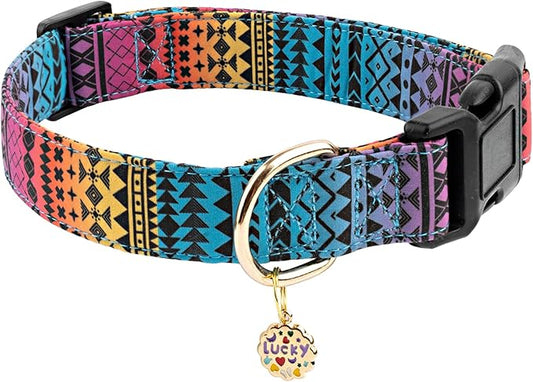 Faygarsle Bohemian Geometric Pattern Dog Collar for Small Medium Large Boys Girls Dogs XS