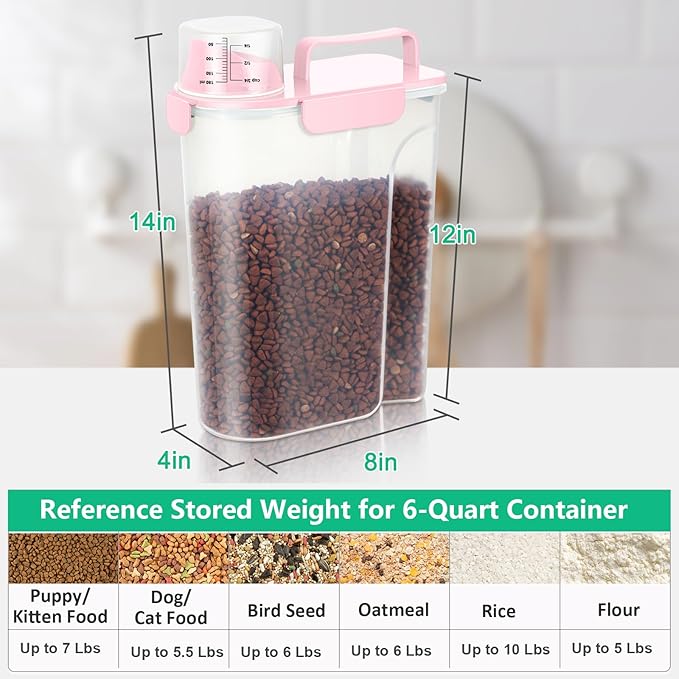 TBMax Cat Dog Food Container 5 to 7 lbs, Secondary Pet Food Storage Beyond a Large Dog Food Bin for Daily Use, Easy-Pouring Bird Seed Dispenser, Portable Travel Kibble Container for Outdoor Feeding