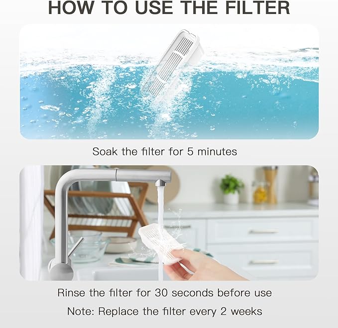 Dog Water Fountain Filters for 170 Oz/1.3Gal Pet Water Dispenser Fountain Filters (6 Fliters+ 6 Sponges)