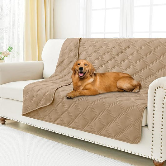 Smiry Waterproof Dog Bed Cover Blanket 68x82, Soft Reversible Pet Blanket, Washable Leakproof Cats Dogs Couch Cover for Sofa, Couch, Furniture, Lattice, Camel/Camel