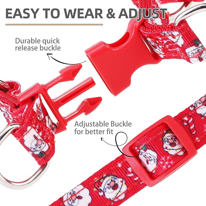 PUPTECK No Pull Christmas Dog Harness Soft Adjustable Basic Nylon Step in Puppy Vest Outdoor Walking with ID Tag, Red, S