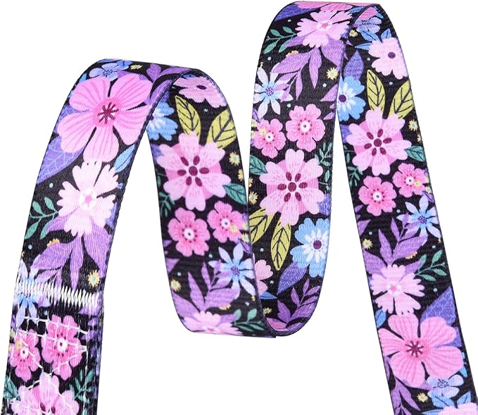 Dog Collar and Leash Set with Bohemia Floral Tribal Geometric Patterns - Soft Ethnic Style Collar Adjustable for Small Medium Large Dogs(Pink Floral Set,M)