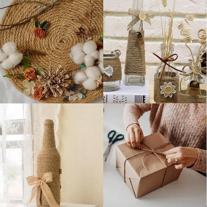 90M Sisal Rope for Cat Scratchers, Cat Scratching Sisal Rope 6mm Natural Jute Hemp Rope, Ideal for Replace Scratching Post, Repair Cat Tree, DIY Projects
