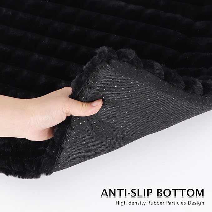 BVAGSS Dog Bed Washable Crate Mattress,Anti-Slip Memory Foam Soft Warm Pet Cushion for Small Medium Dogs, Calming Fluffy Sleeping Kennel Pad XH082 (24''x18'',Black)