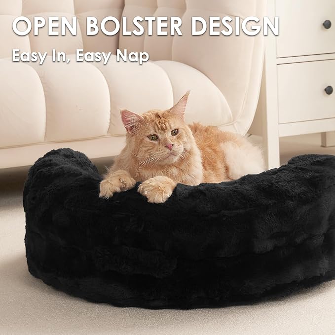EHEYCIGA Dog Bed Medium Size Dog, Fluffy Small Dog Couch with Removable Washable Cover, Bolster Pet Sofa, Waterproof and Non-Slip, 30" x 30"x 8.5", Black