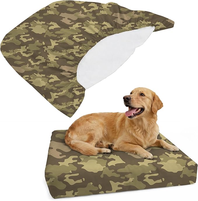 DUKE&LEFTY Furever Camo PetBed Slipcover-Stretch Soft Petbed Cover-Universal-Easy to Remove (Zipper Free)-Camo/Large