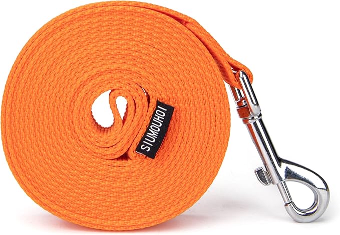 Strong Durable 15ft Nylon Dog Training Leash, 1 Inch Wide Traction Rope, for Small and Medium Dog (Orange, 15 Feet)