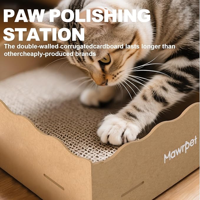 DIY Cardboard Cat House with Scratching Pad, Cat Tower Indoor Play House, Versatile Cardboard Cat Tunnel Box for One or More Pets, Indoor Use Rabbit Hideout Cave Castle Brown, 3 Parts
