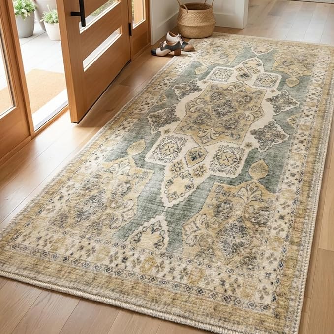 Muddy Mat짰 Monarch 2ft x 10ft Washable Area Rugs for Living Room, Bedroom & Dining Room ??Modern Soft Low Pile Non Slip Carpet ??Pet Friendly Waterproof Foldable Rugs for Home