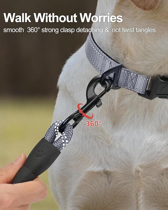 Joytale Dog Leash for Small Dogs, Heavy Duty Nylon Leashes with Comfortable Padded Handle and Highly Reflective Threads, Ideal for Walking and Training, Gray, 5'횞3/8''