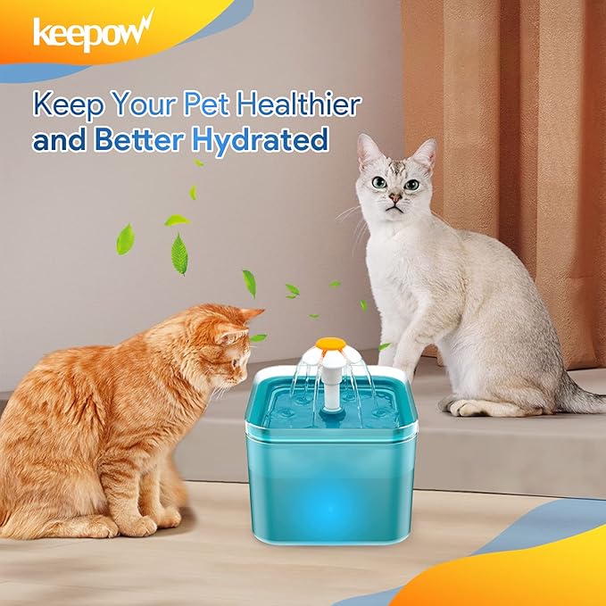 KEEPOW Pet Fountain Filter Replacement for 67oz/2L & 84oz/2.5L - 6 Pack Cat Fountain Filter Compatible With Plastic & Stainless Steel