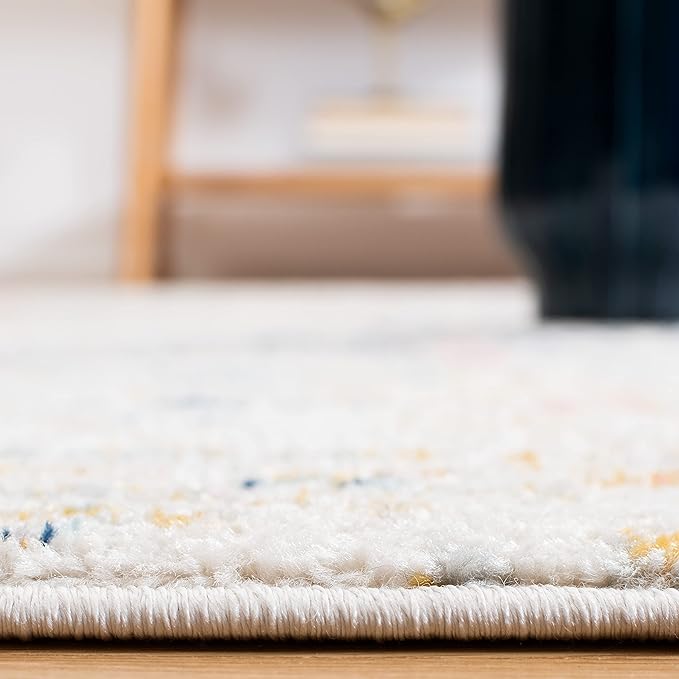 SAFAVIEH Area Rug 3x5 - Tulum Collection - Ivory & Blue, Moroccan Boho Tribal Design, Non-Shedding & Easy to Clean, Ideal for Entryway, Foyer, Accent Space, Bedroom (TUL272C)