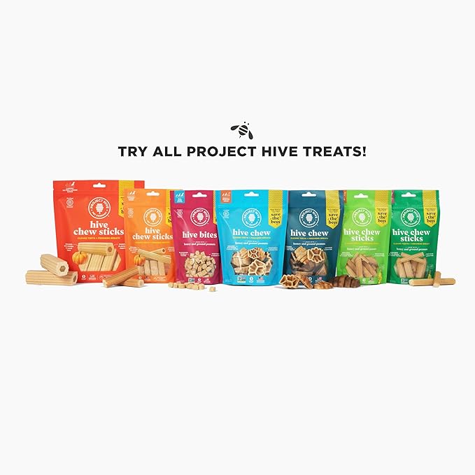 PROJECT HIVE ·PET COMPANY· Dental Chew Stick Treats for Large Dogs 12 oz. - Healthy, Natural Peanut Butter Flavored, Natural, Vegetarian Chews, Made in The USA (Chew Sticks, Large Breeds)