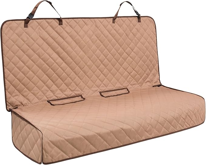 Bench Car Seat Cover Protector - Waterproof, Heavy-Duty and Nonslip Pet Car Seat Cover for Dogs with Universal Size Fits for Vehicles, Trucks & SUVs(TAN)