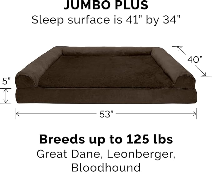 Furhaven Replacement Dog Bed Cover Plush & Suede Sofa-Style, Machine Washable - Espresso, Jumbo Plus (XX-Large)