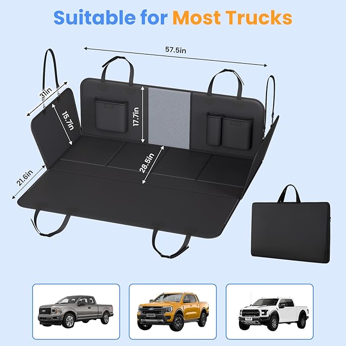 Back Seat Extender for Dogs, Hard-Bottom Waterproof Dog Seat Cover for Truck, PU Leather Backseat Bridge Platform, 2026 Upgraded Material, Anti-Slip, Durable,Holds 400lbs, Easy to Install(Black)