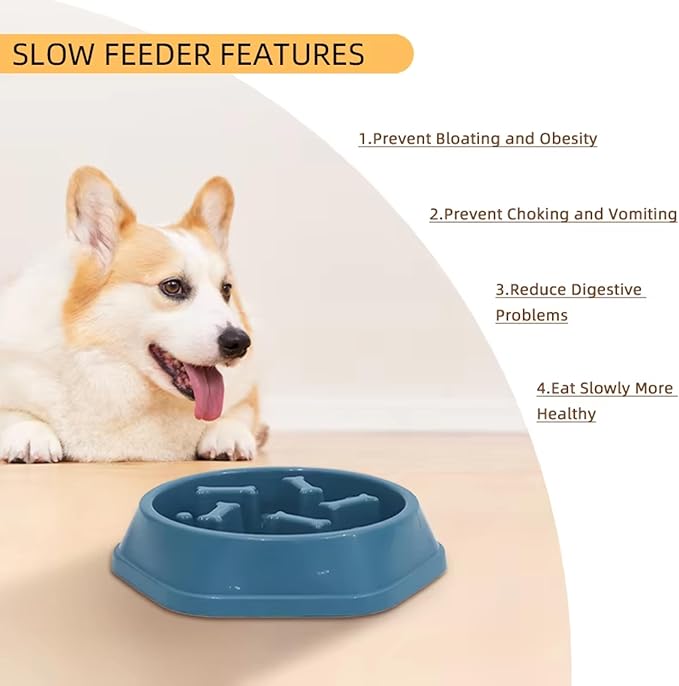 Slow Feeder Bowl for Small & Medium Cats & Dogs - Durable Slow Feeding Bowl with Non-Slip Base - Anti-Choking Puzzle Food Bowl for Dogs That Helps Mental Stimulation & Reduces Fast Eating-Green