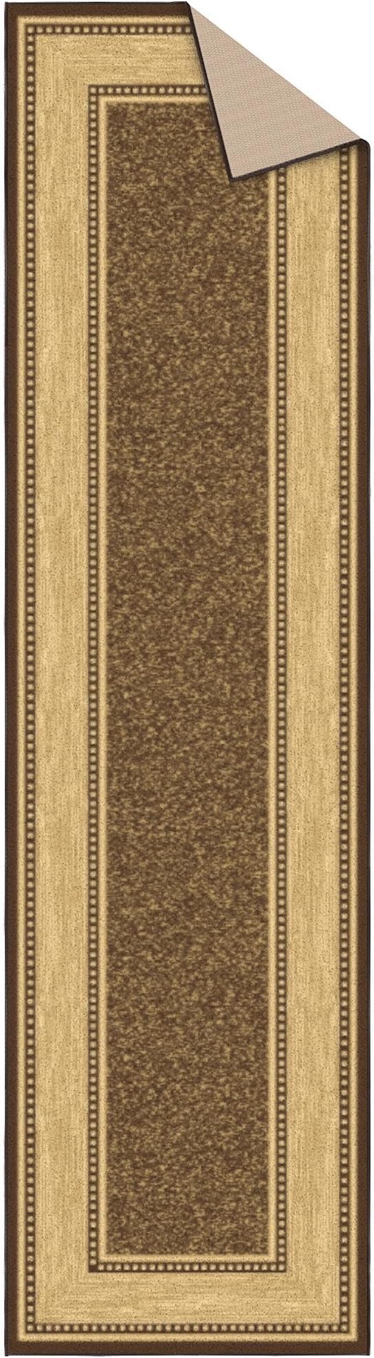 Ottomanson Hallway Runner Rug 2'7" x 9'10" Non Slip Border Area Rugs Easy to Clean Laundry Rug Runner Durable & Pet Friendly Floor Carpet Runners for Hallways Entryway Living Room Kitchen, Brown