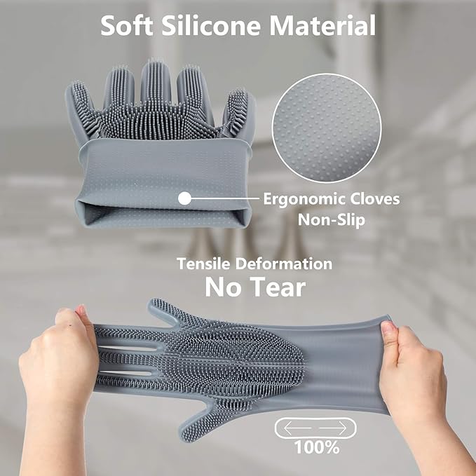 Pet Grooming Gloves - Gentle Dog Bathing Shampoo Brush - Massage Mitt with Enhanced Five Finger Design - Efficient Deshedding Glove for Dogs, Cats, Rabbits and Horses - 1 Pack