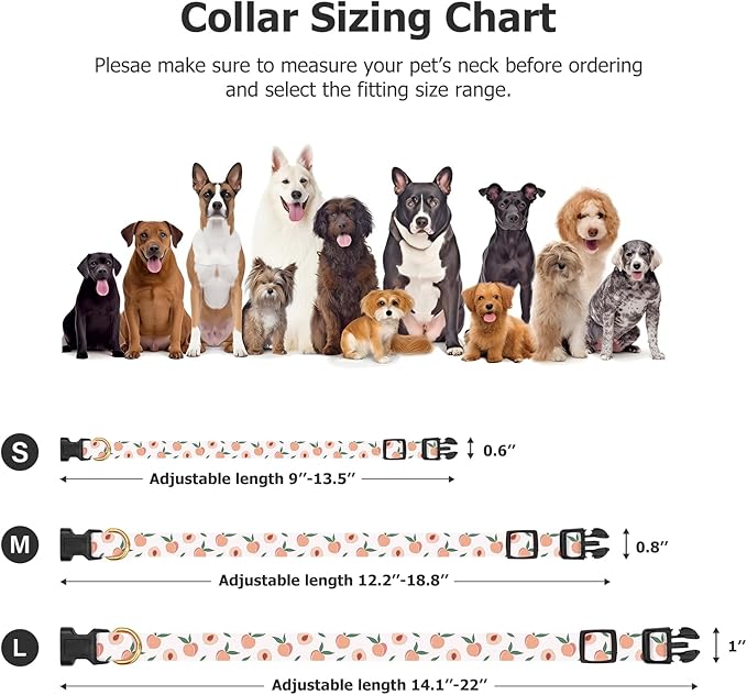 Handmade Dog Collar for Small Medium Large Dogs,White Peach with Pendant Fall and Winter Fashions Dog Collar (Small)