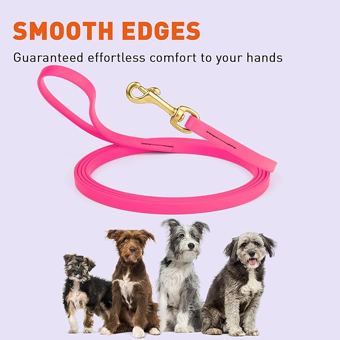 Viper Biothane K9 Working Dog Leash Waterproof Lead for Tracking Training Schutzhund Odor-Proof Long Line with Solid Brass Snap for Puppy Medium and Large Dogs, 15ft Passionfruit Pink