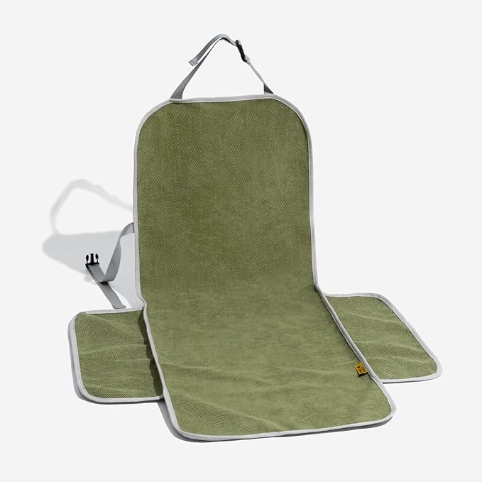 FUNNYFUZZY Chenille Dog Car Seat Cover for Pets, Waterproof Car Seat Protector with Nonslip Bottom, Scratchproof Soft Dog Seat Cover for Car, Truck and SUV, Front Seat(Green, 17.7''W x 18.1''L×21.3"H)