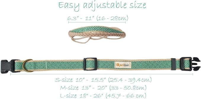 Pettsie Dog Bandana Collar with Matching Friendship Bracelet – Adjustable, Durable Hemp & Soft Cotton, Stylish & Comfortable Pet Bandana, Designed for Dog Lovers, Small, Green
