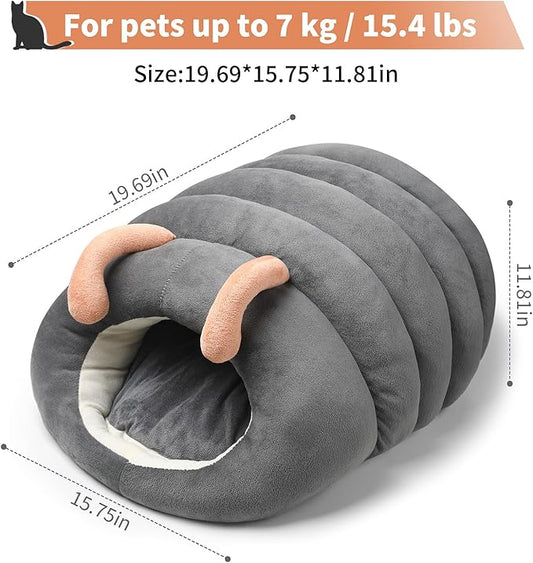 Indoor Cat Bed - Cat Cave Bed, Warm and Soft Plush, Cat Hideout, Cartoon Caterpillar Design, Thickened and Insulating, Foldable for Easy Storage, Suitable for Cats