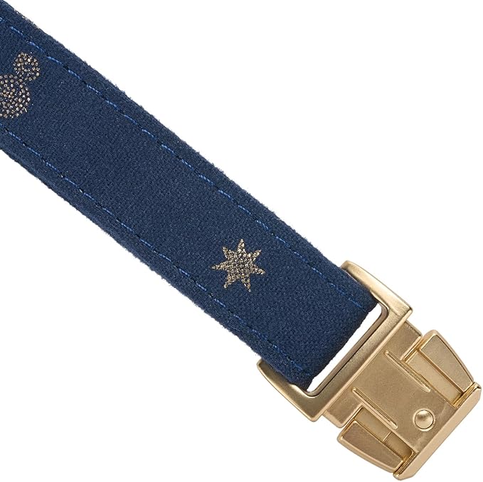 Cotton Fibric Dog Collar with High Grade Metal Buckle,for Large Dogs(Dark Blue,Large:17-26")