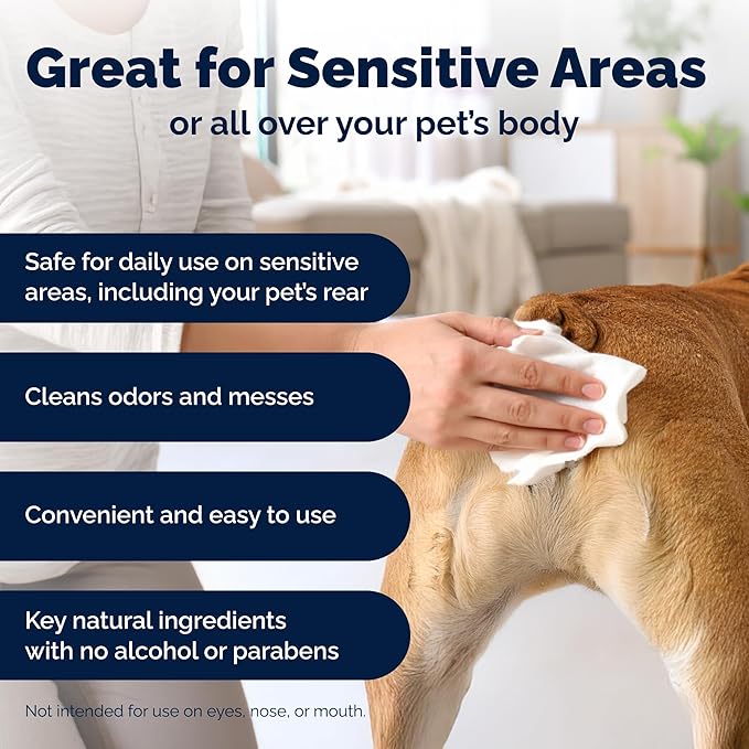 Vetnique Glandex Dog Wipes for Pets Cleansing & Deodorizing Anal Gland Hygienic Dog & Cat Wipes with Vitamin E, Skin Conditioners and Aloe (75ct)