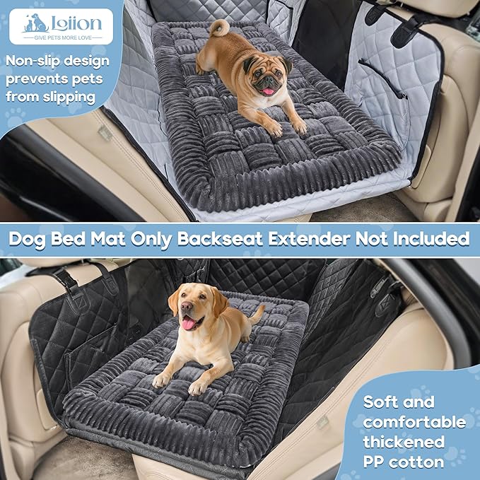 Dog Car Bed Mat, Non-Slip Backseat Extender Pet Blanket, Plaid Dog Bed for Trucks, Sedans & Large SUVs, Chew-Resistant Travel Pad for Dogs, Easy Clean & Scratch-Proof & Comfort竊?6"x28.7" Gray