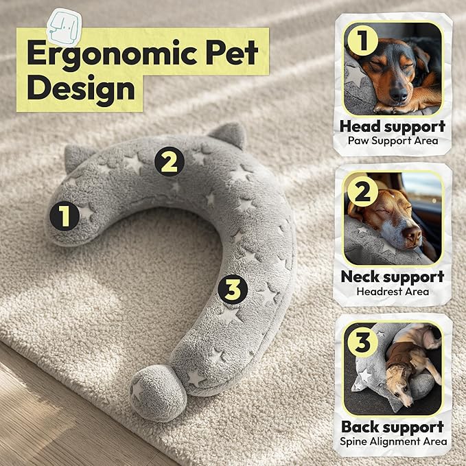 Dog Calming Pillow, Glow in The Dark Dog Put Head on, Soft Question Mark Pillows for Dogs, Kids, Adults, Washable Dog Bed Pillow, Cozy Dog Body Pillow (M Gray)
