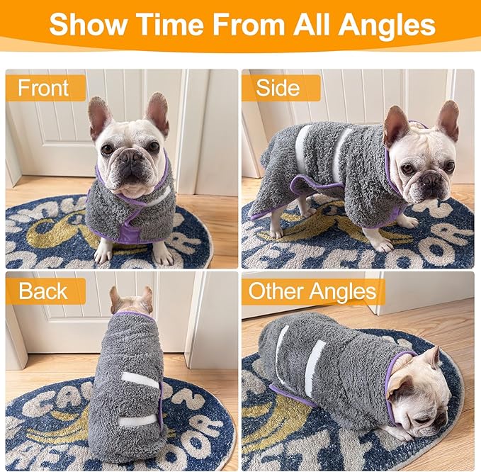 Dog Bathrobe Super Absorbent Dog Towels Large Quick Drying Robes for After Bath Soft Adjustable Warm Keeping Dogs Towel(S-XXL)