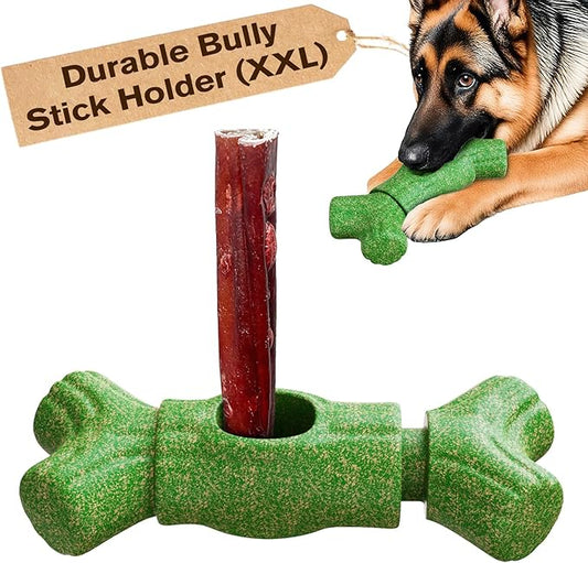KADTC 2 in 1 Extra Extra-Large Size Durable Dog Bully Stick Holder and Indestructible Bone Chew Toy for Large Aggressive Chewers Breed Dogs