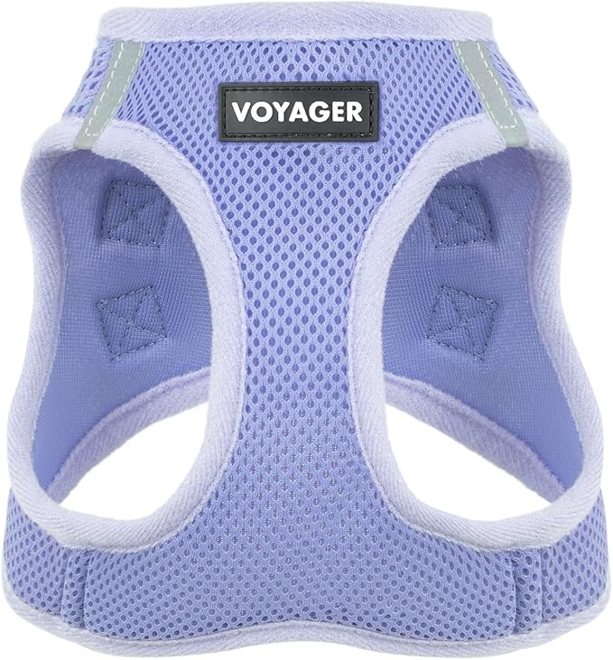Best Pet Supplies Voyager Step-in Air Harness - All Weather Mesh, Reflective, No Pull Harness for Dogs, Cats - Secure with Hook & Loop Fastener, Buckle, Double D-Rings - Lavender, L