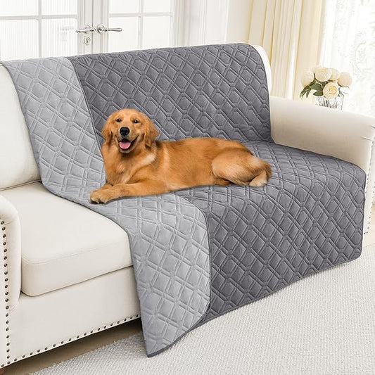 Smiry Reversible Waterproof Couch Covers for Sofa, Washable Dogs Pet Couch Covers for 3 Cushion Sofa Pet Friendly, Water Resistant Furniture Protector Slipcover, Geometric (52"x82", Grey/Light Grey)
