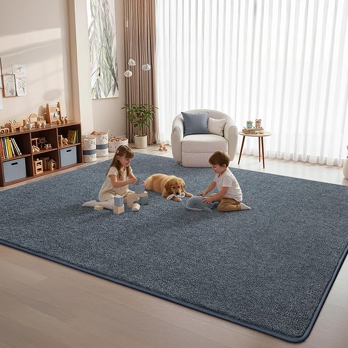 DweIke Rugs for Bedroom Living Room, 5x7 ft Blue Grey Area Rug, Washable Memory Foam Indoor Carpet, Modern Non-Slip Ultra Soft Carpets for Kids Boys Girls Adults Nursery Dorm Home Decor