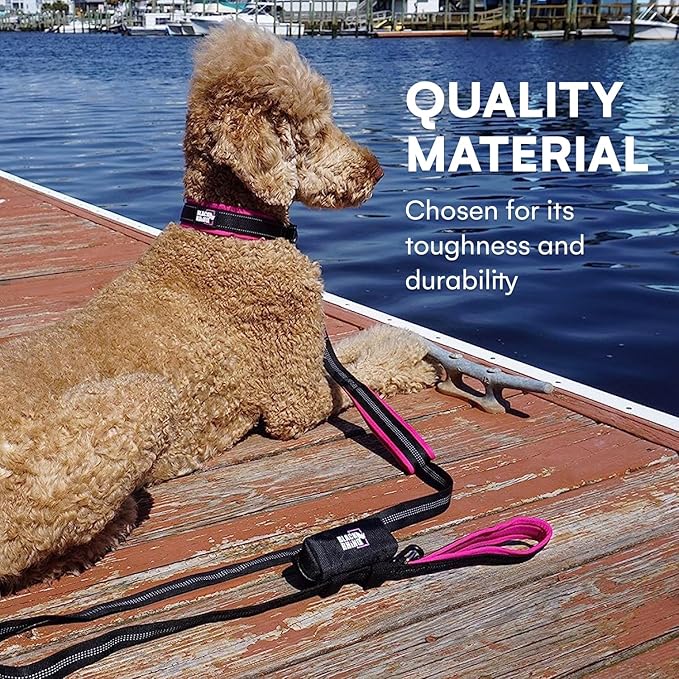 Black Rhino - The Comfort Collar Ultra Soft Neoprene Padded Dog Collar for All Breeds - Heavy Duty Adjustable Reflective Weatherproof (Small, Pink/Black)