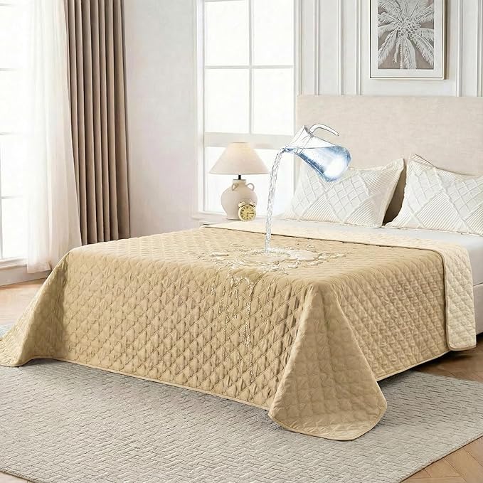 Waterproof Dog Blanket, Couch Cover for Dogs Washable, Reversible Dog Bed Cover, Couch Furniture Protector. (Dark＆Light Beige, 82 X 102 Inch - 1 Pack)