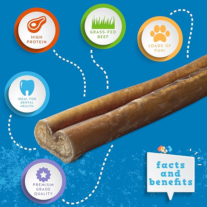 Jack&Pup 6 Inch Standard Bully Sticks for Dogs (7 Pack) Odor Free Bully Sticks for Large Dogs, All Natural Beef Pizzle Sticks