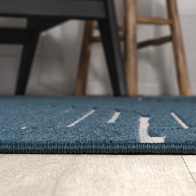 JONATHAN Y Nordby High-Low Arch Striped Navy/Cream Indoor/Outdoor Area Rug, 4x6, Contemporary, Bohemian, Transitional for Bedroom,Kitchen,Living Room,Non Shedding,Easy-Washing (SCN104A-4)