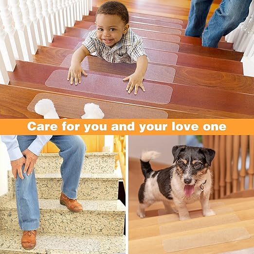 Qingluan Non-Slip Carpet Stair Treads, 15 Count, 24" x 4", Non-Skid Self Adhesive Tape for Indoor & Outdoor Steps, Staircases, Safety for Kids, Elders and Pets