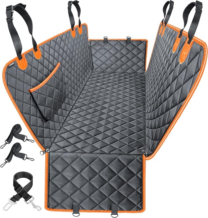 URPOWER Dog Car Seat Cover for Pets 100% Waterproof Hammock 600D Heavy Duty Scratch Proof Nonslip Durable Soft Pet Back Seat Covers for Cars Trucks and SUVs