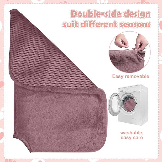 2 Pack Cat Window Perch,Cat Window Hammock Cordless Foldable Window Bed with 4 Large Strong Suction Cup,Reversible Cushion Cover,Metal Frame Easy to Adjust Window Seat Holds up to 40lbs(Brown，M)